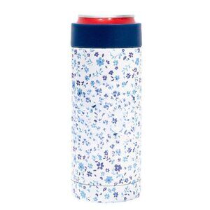 Blue Floral Slim Can Koozie